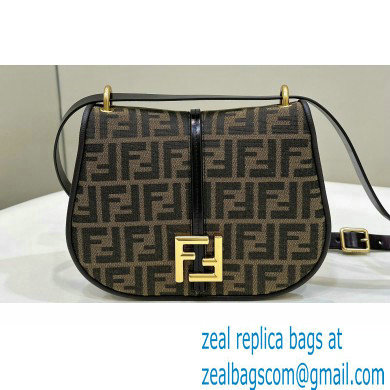 Fendi C Com Medium bag in Brown FF jacquard fabric and leather 2023